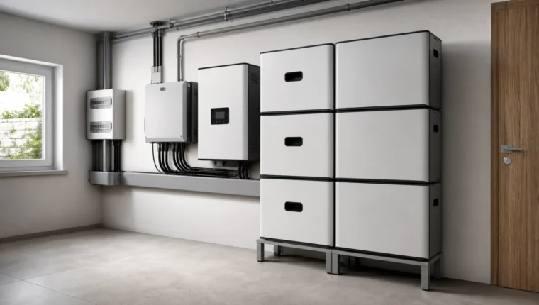 Batterie solaire domestique installée dans un local technique