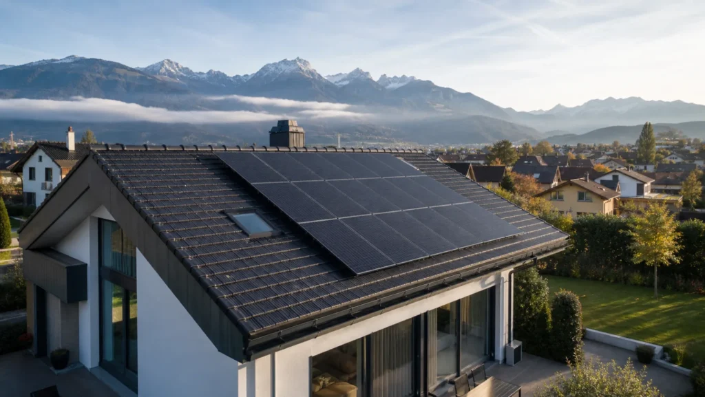 Installation photovoltaïque sur une maison familiale en Suisse